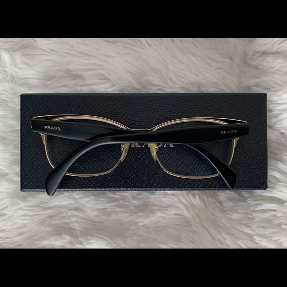 Prada Glasses Frames Black Gold Eyeglasses Case Cloth Box PR65RV Retro - Picture 3 of 14